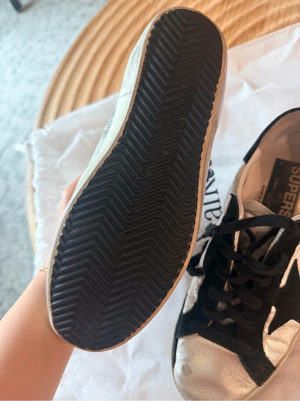 Golden Goose Silver and Black Low-Top Sneakers - Picture 11 of 13